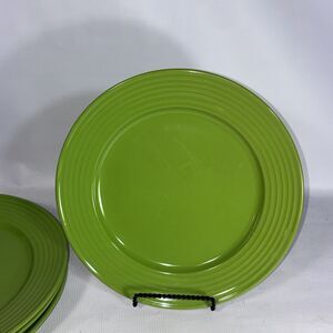 Set of 4 Royal Norfolk Green Ribbed Santa Fe Dinner Plates